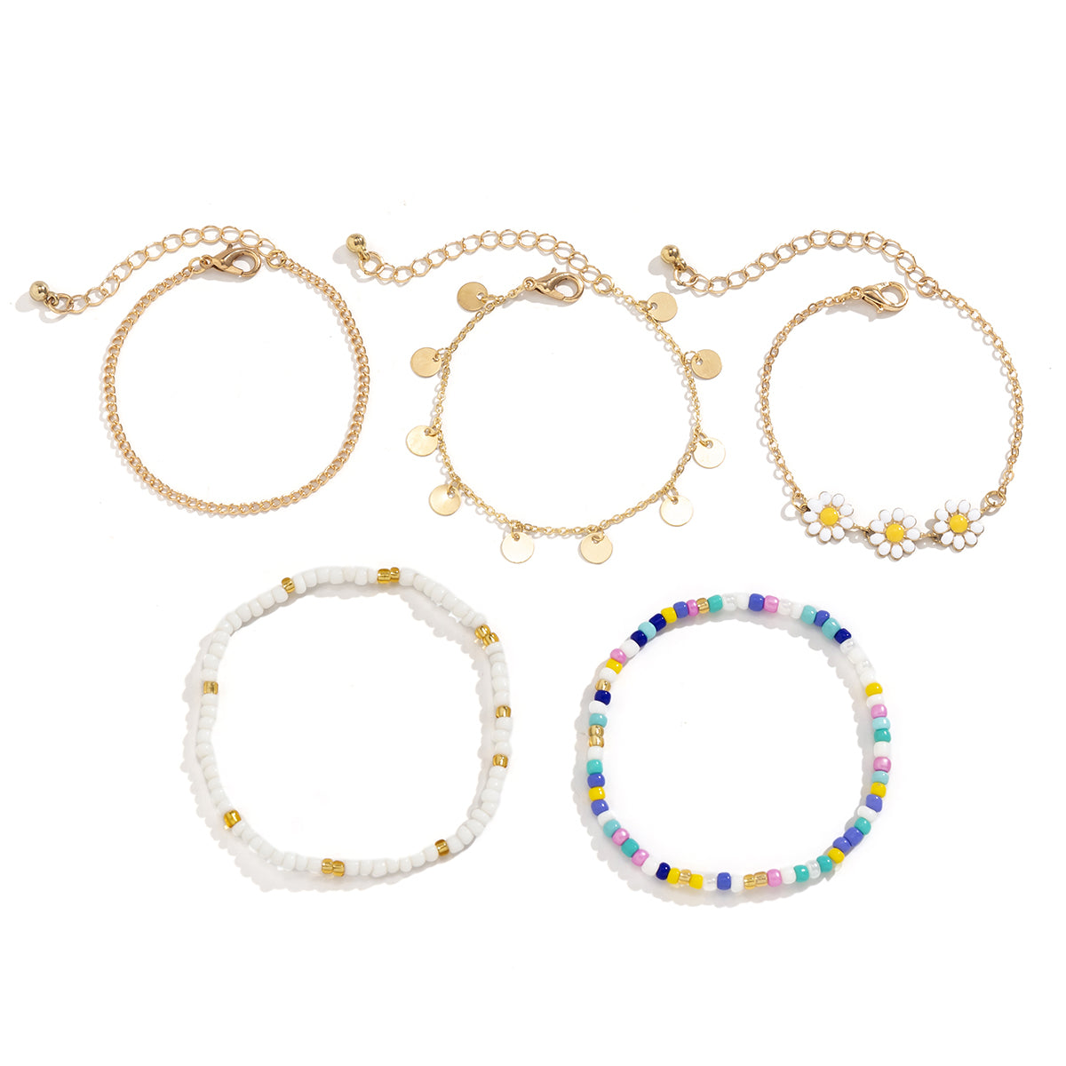 Multicolor Howlite and Enamel 18K Gold-Plated Mum Bracelet Set, jewelry gift sets for women, everyday style, lifestyle look