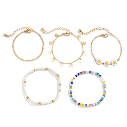 Multicolor Howlite and Enamel 18K Gold-Plated Mum Bracelet Set, jewelry gift sets for women, everyday style, lifestyle look