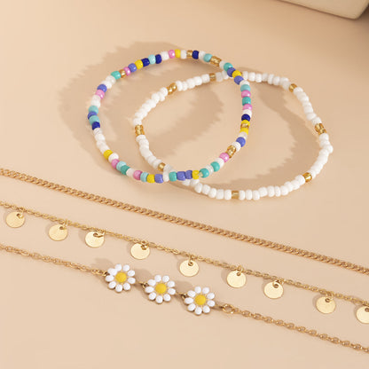 Multicolor Howlite and Enamel 18K Gold-Plated Mum Bracelet Set, jewelry gift sets for women, everyday style, styled look
