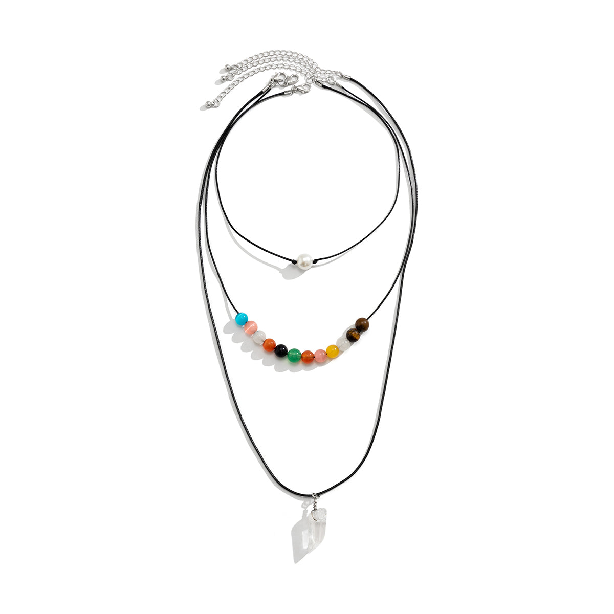 Quartz & Pearl Silver-Plated Beaded Necklace Set