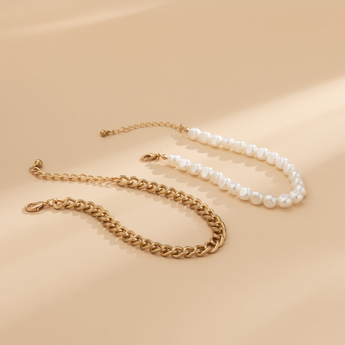 Pearl and 18K Gold-Plated Anklet Set, jewelry gift sets for women, everyday style, styled look