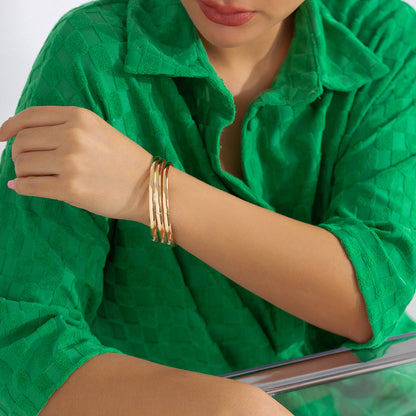 18K Gold-Plated Bangle - Set Of Three, jewelry gift sets for women, elegant gift for her, side view