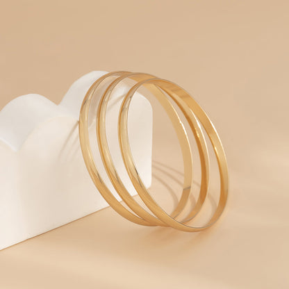 18K Gold-Plated Bangle - Set Of Three, jewelry gift sets for women, elegant gift for her, lifestyle look