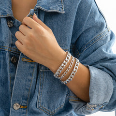 Silver-Plated Curb Chain Bracelet Set