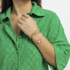 Pearl & 18K Gold-Plated Letter K Bracelet Set