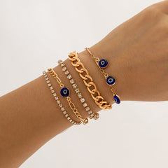 Blue & Cubic Zirconia Eyes Charm Bracelet Set