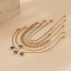 Blue & Cubic Zirconia Eyes Charm Bracelet Set