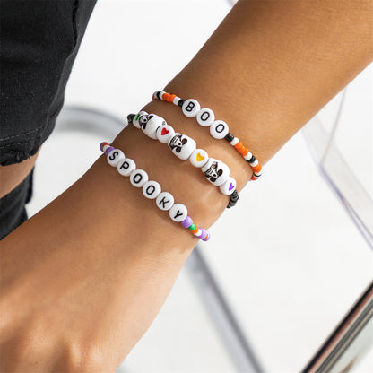 Purple Howlite 'Spooky' Beaded Stretch Bracelet Set, jewelry gift sets for women, elegant gift for her, detail close-up