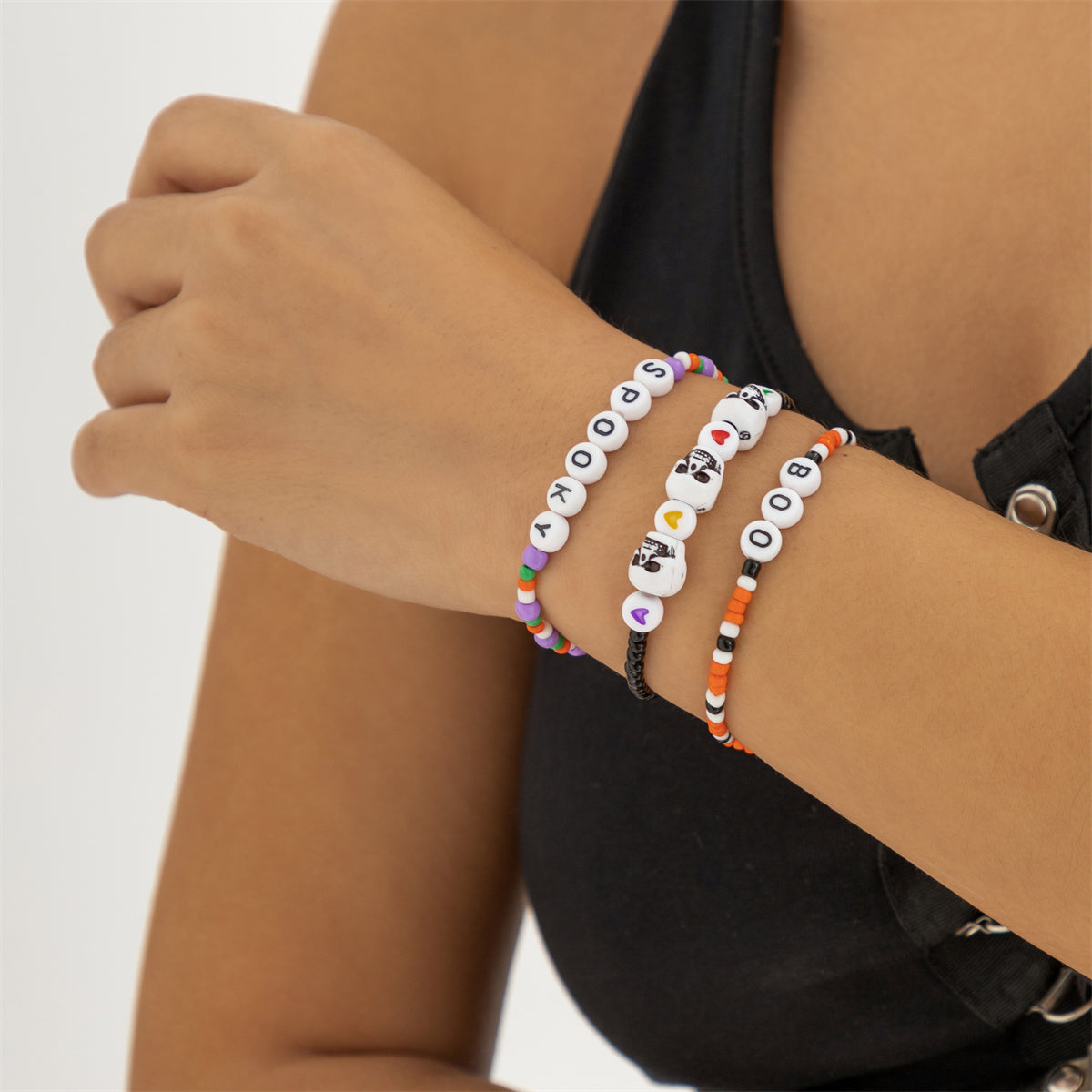 Purple Howlite 'Spooky' Beaded Stretch Bracelet Set, jewelry gift sets for women, elegant gift for her, lifestyle look