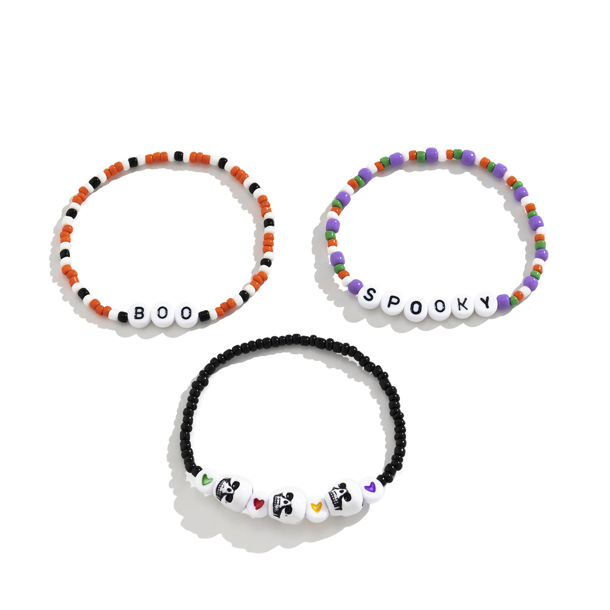 Purple Howlite 'Spooky' Beaded Stretch Bracelet Set