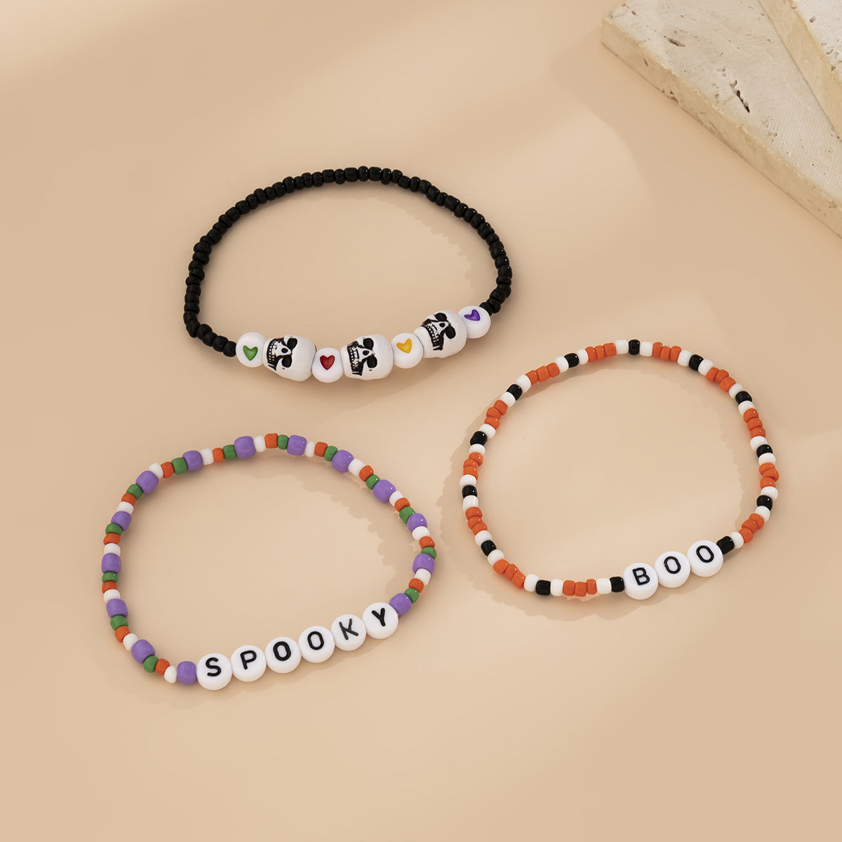 Purple Howlite 'Spooky' Beaded Stretch Bracelet Set, jewelry gift sets for women, elegant gift for her, side view