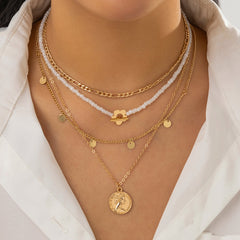 Howlite & 18K Gold-Plated Flower Coin Pendant Necklace Set