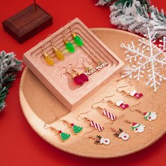 Festive 18K gold-plated drop earrings featuring lights and ornaments, perfect for holiday celebrations and gift-giving.