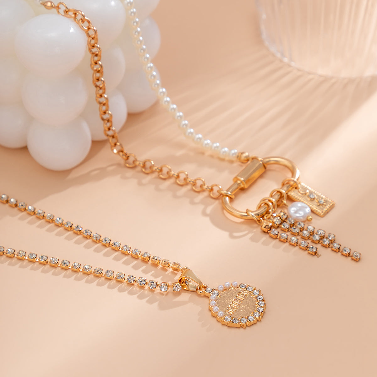 Pearl & Cubic Zirconia 18K Gold-Plated 'Shine' Pendant Necklace Set