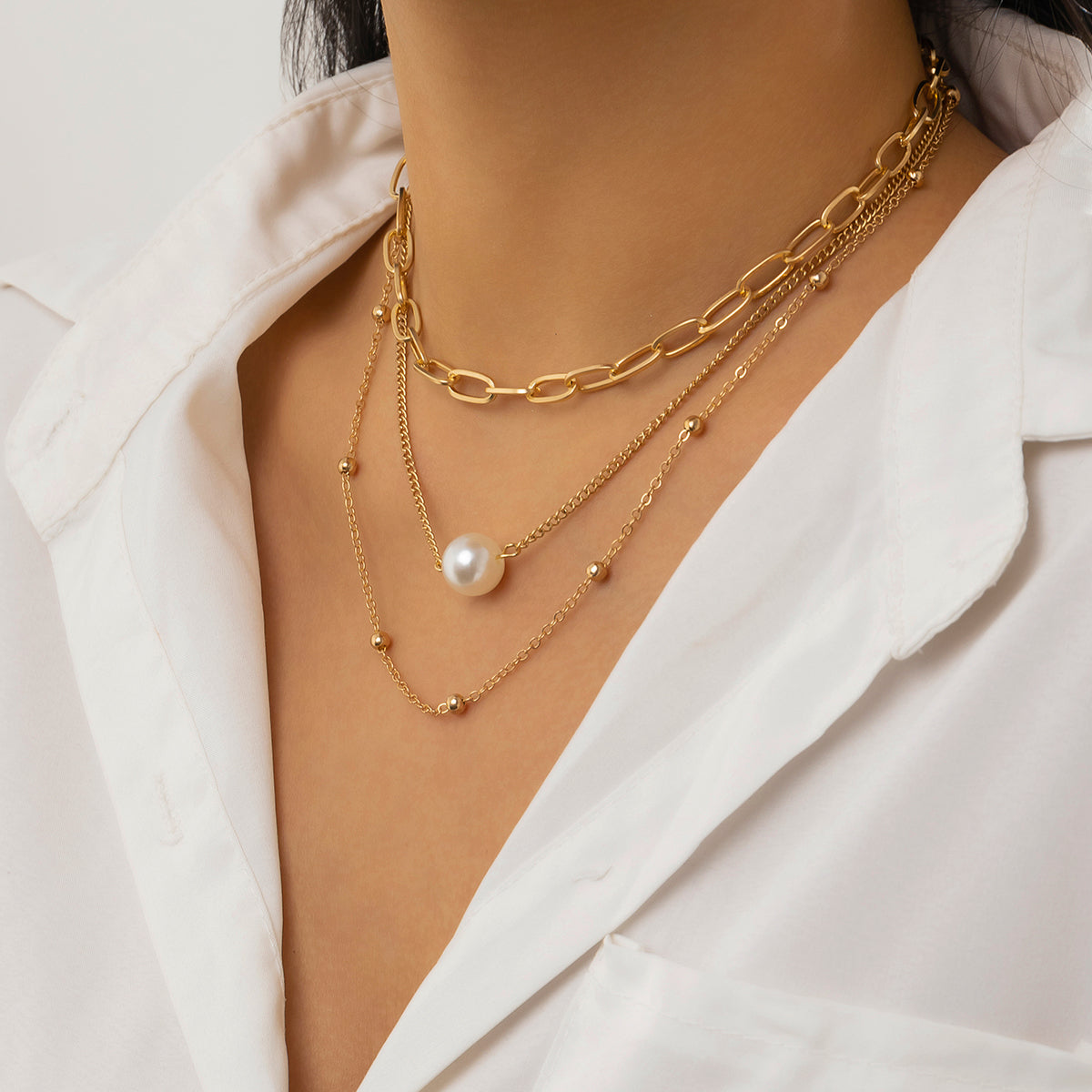 Pearl & 18K Gold-Plated Pendant Necklace Set