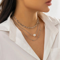 Pearl & Silver-Plated Necklace Set