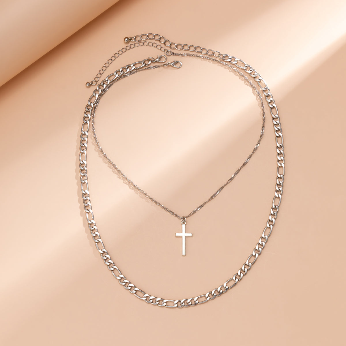 Silver-Plated Cross Pendant Necklace Set