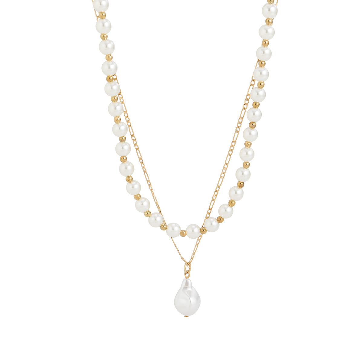 Pearl & 18K Gold-Plated Pendant Necklace Set