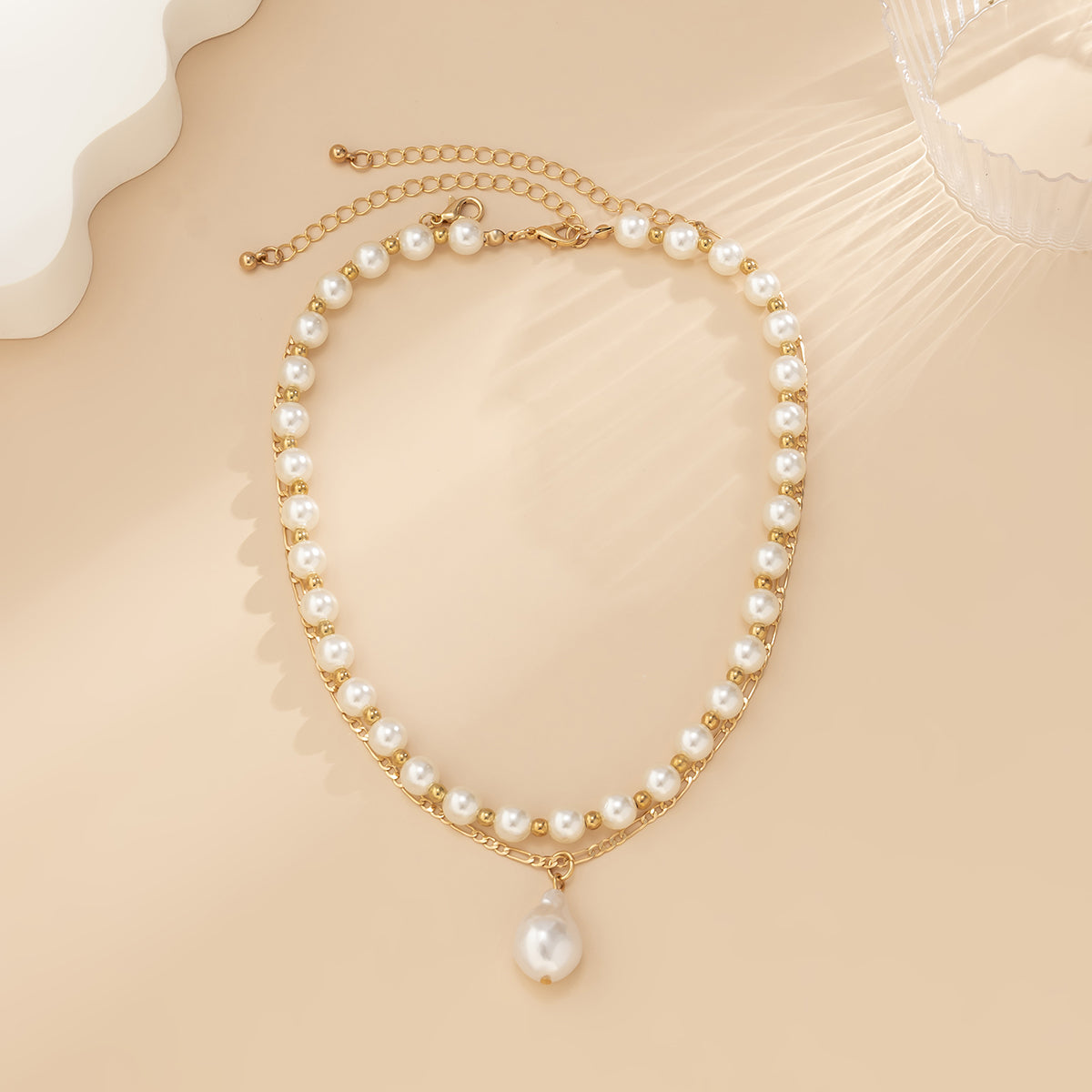 Pearl & 18K Gold-Plated Pendant Necklace Set