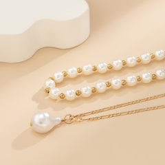 Pearl & 18K Gold-Plated Pendant Necklace Set