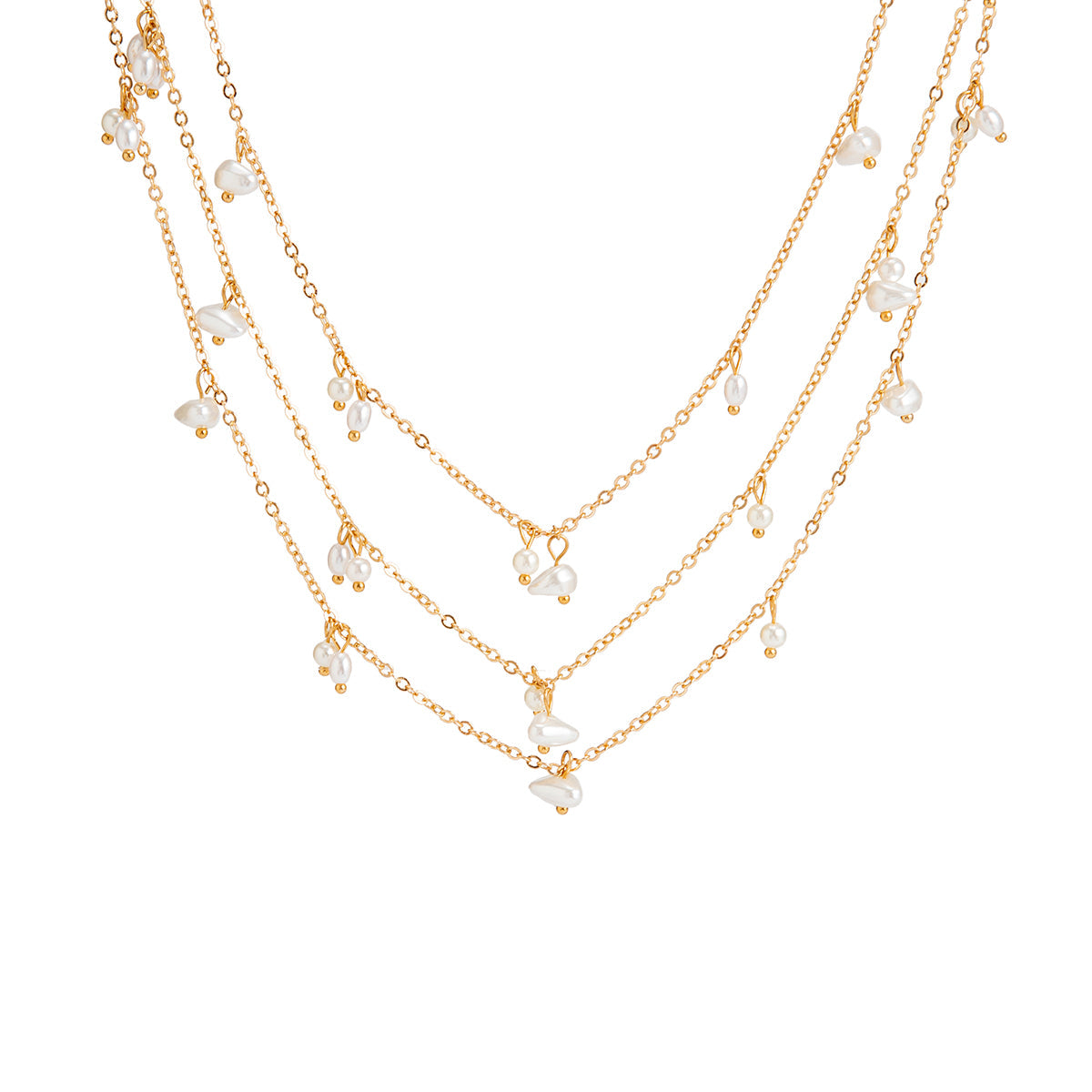 Pearl & 18K Gold-Plated Station Necklace Set