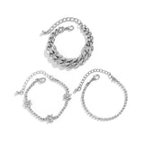 Cubic Zirconia & Silver-Plated Flower Station Bracelet Set
