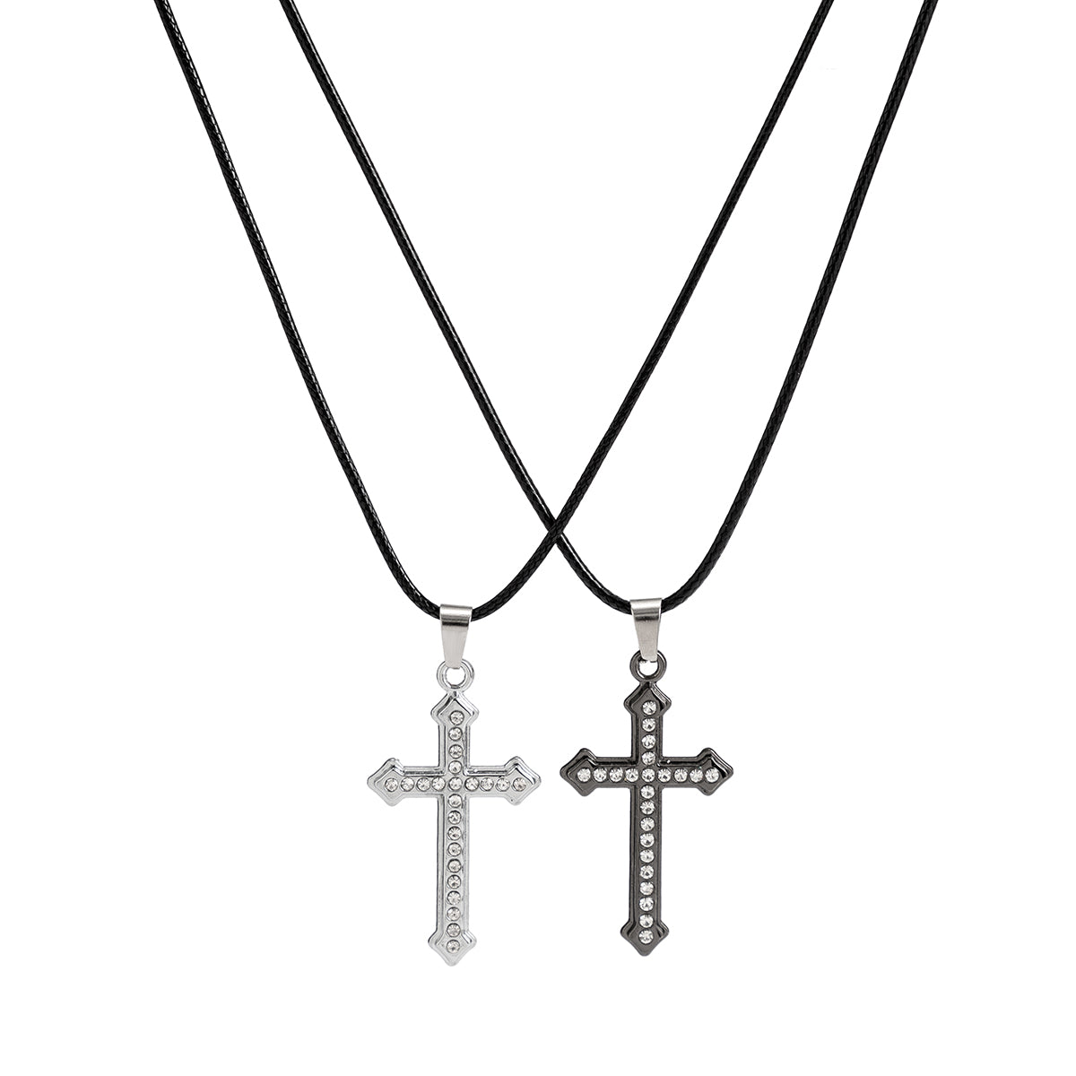 Cubic Zirconia & Silver-Plated Cross Pendant Necklace Set