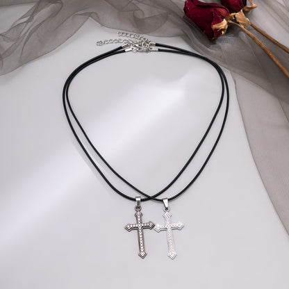 Cubic Zirconia and Silver-Plated Cross Pendant Necklace Set, jewelry gift sets for women, elegant gift for her, styled look