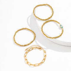 Blue Enamel & 18K Gold-Plated Cubic Zirconia-Accent Eye Bead Stretch Bracelet Set
