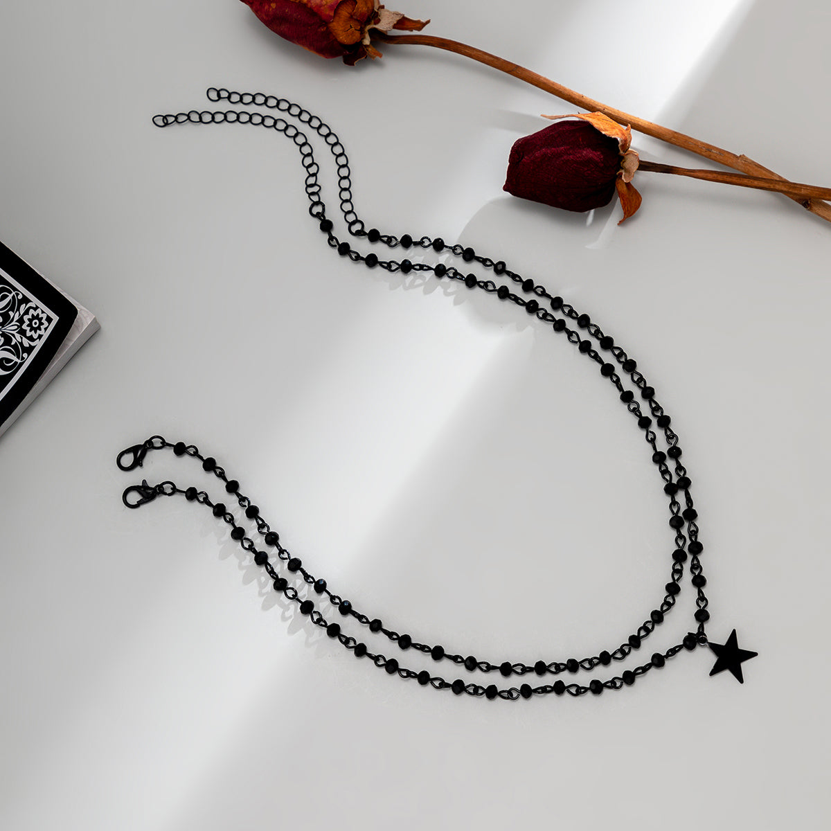 Black Star Pendant Necklace Set, jewelry gift sets for women, dainty minimalist design, styled look