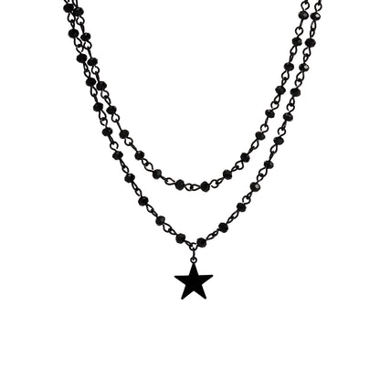Black Star Pendant Necklace Set, jewelry gift sets for women, dainty minimalist design, side view