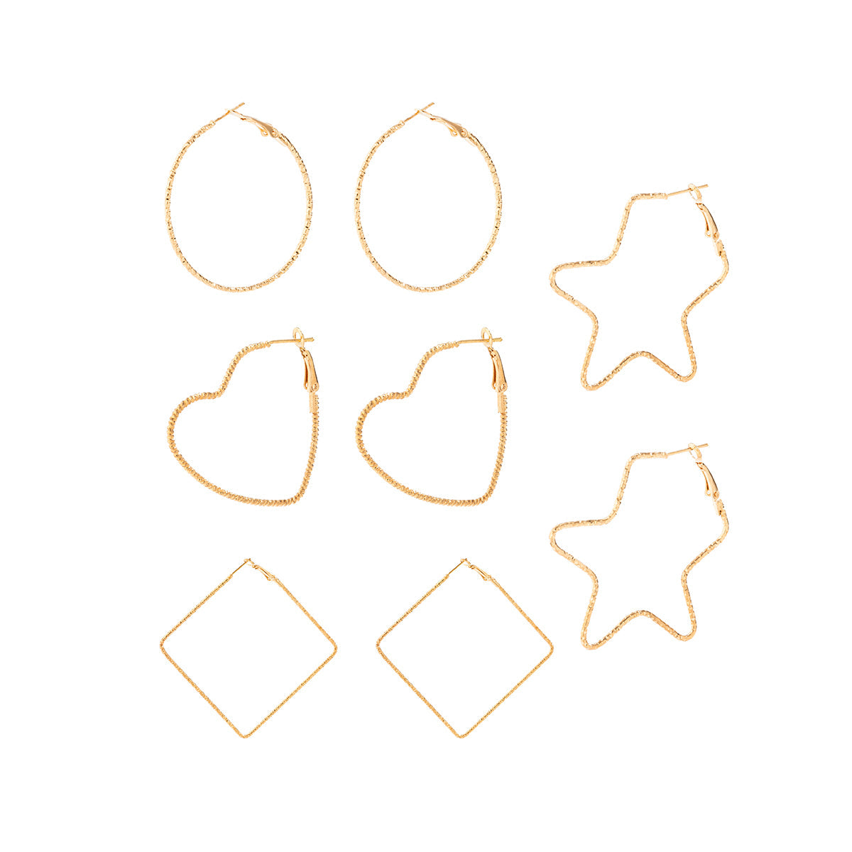 18K Gold-Plated Geometric Hoop Earrings - Set Of Four Pairs