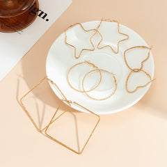 18K Gold-Plated Geometric Hoop Earrings - Set Of Four Pairs
