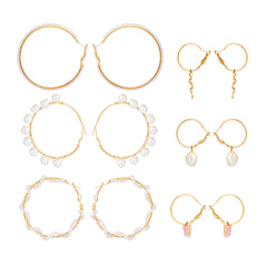 Pearl & 18K Gold-Plated Snake Butterfly Huggie Earring Set