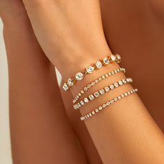 Cubic Zirconia & 18K Gold-Plated Tennis Bracelet - Set Of Four