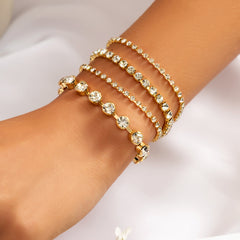 Cubic Zirconia & 18K Gold-Plated Tennis Bracelet - Set Of Four