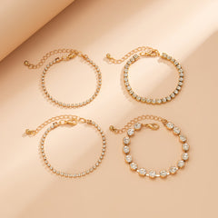 Cubic Zirconia & 18K Gold-Plated Tennis Bracelet - Set Of Four