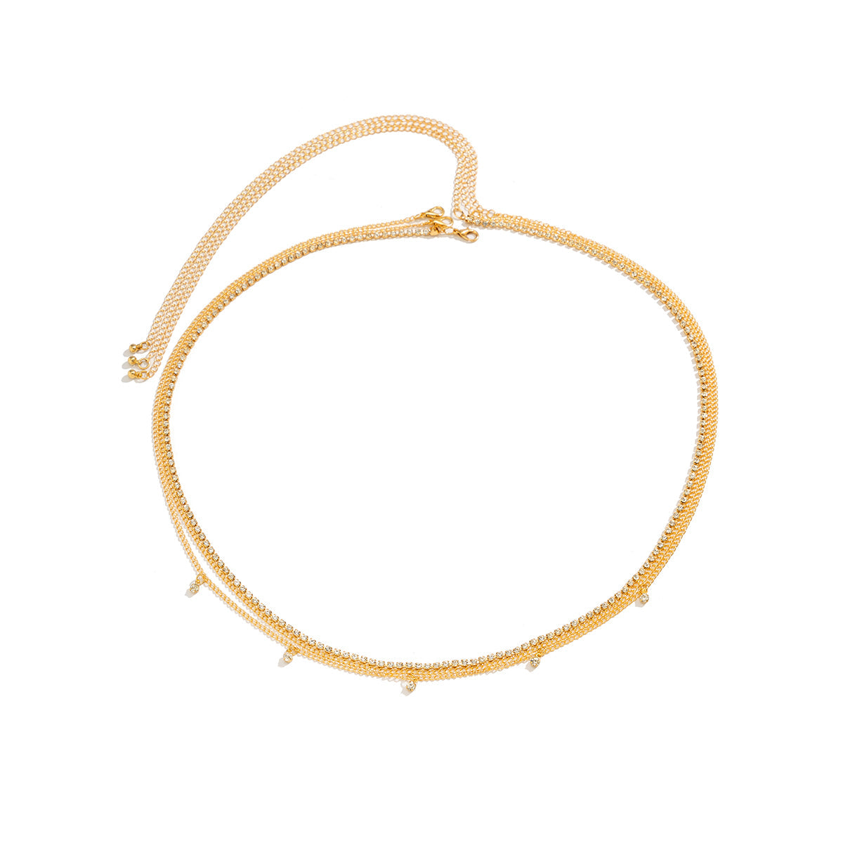 Cubic Zirconia & 18K Gold-Plated Waist Chain Set