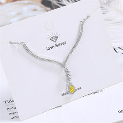 Yellow Crystal & Cubic Zirconia Antler Drop Pendant Necklace