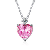 Pink Crystal & Cubic Zirconia Heart Pendant Necklace
