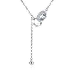 Cubic Zirconia & Silver-Plated Interlocked Rings Lariat Necklace