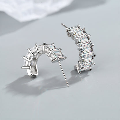 Crystal and Silver-Plated Huggie Earrings, silver huggie earrings, everyday style, styled look