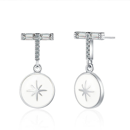 Cubic Zirconia and Enamel Silver-Plated Star Drop Earrings, silver drop earrings for women, lifestyle look