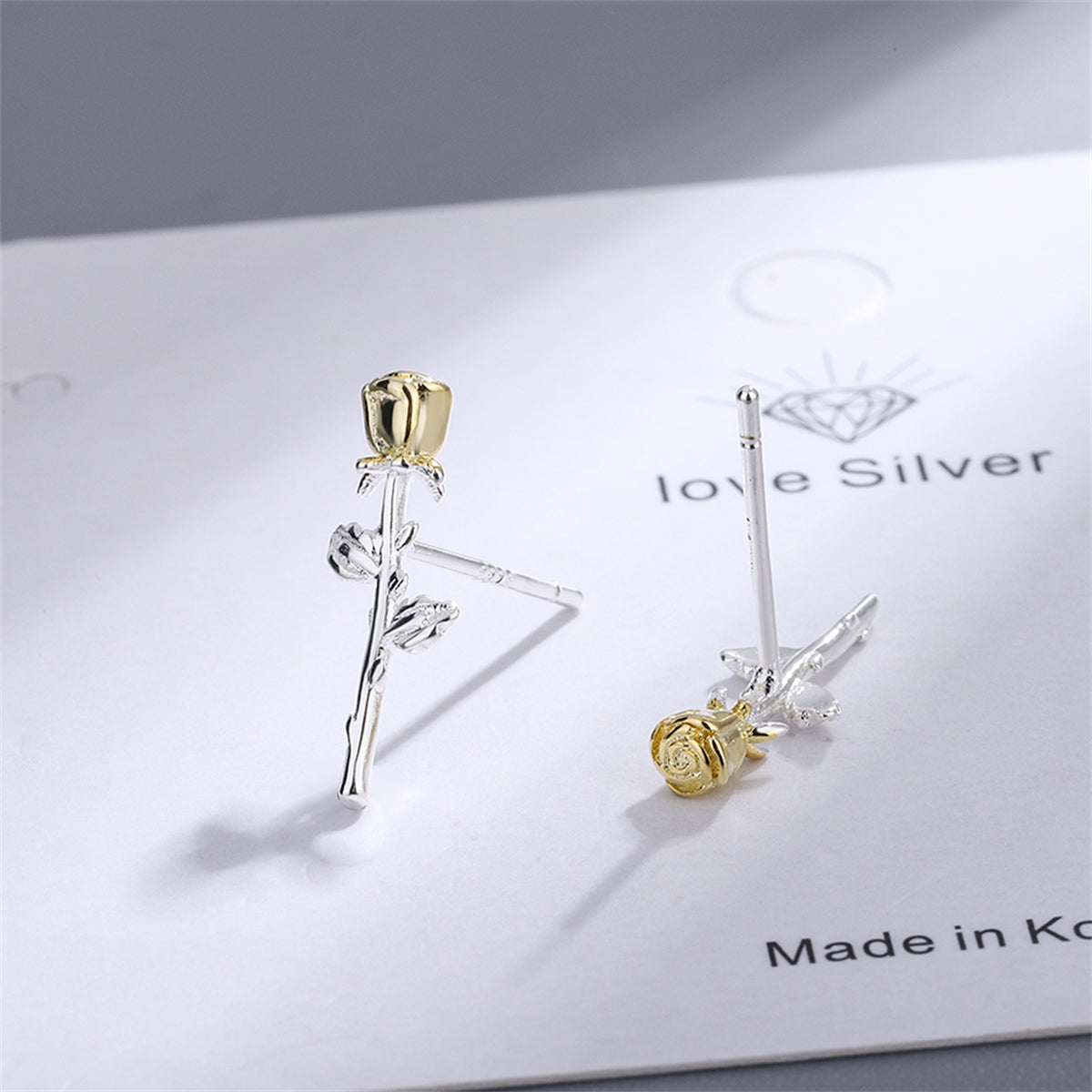 Two-Tone Rose Stud Earrings, stud earrings for women, elegant gift for her, styled look