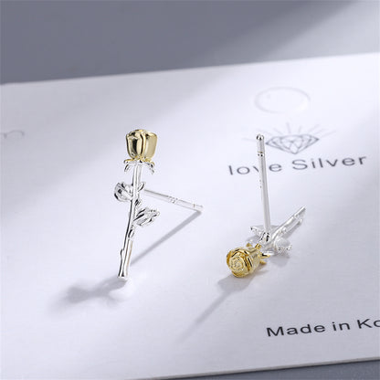 Two-Tone Rose Stud Earrings, stud earrings for women, elegant gift for her, styled look