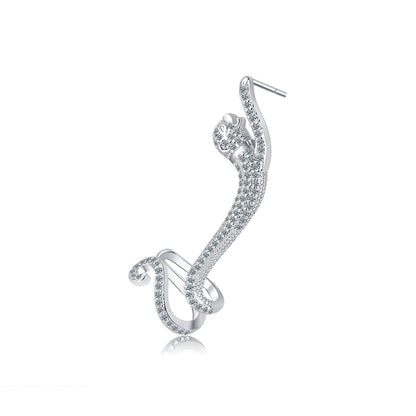 Cubic Zirconia and Silver-Plated Leopard Ear Climber, silver stud earrings for women, everyday style, styled look