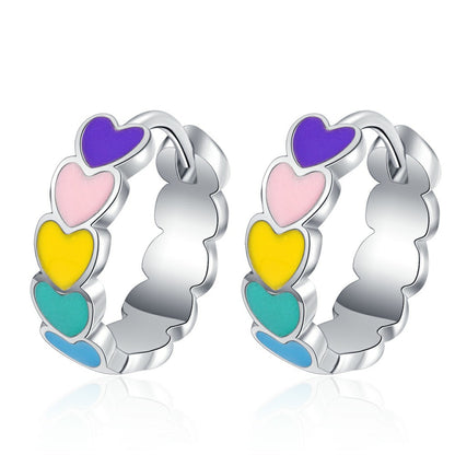 Pink and Green Heart Huggie Earrings, huggie earrings, vintage-inspired design, styled look