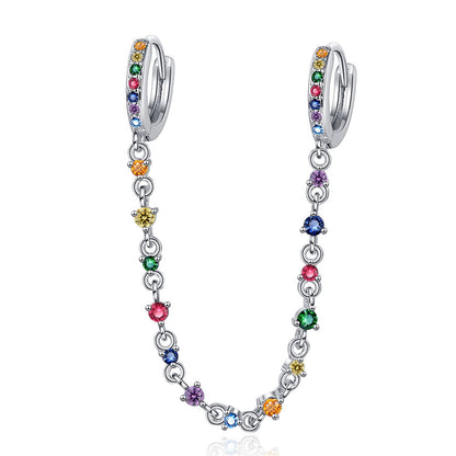 Cubic Zirconia and Silver-Plated Multicolor Chain Ear Cuff, silver drop earrings for women, lifestyle look