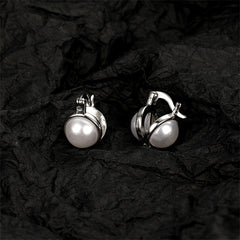 Pearl & Silver-Plated Huggie Earrings