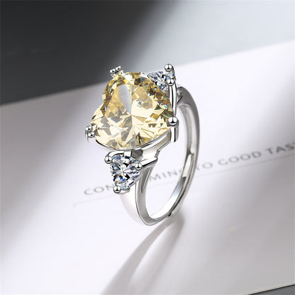 Cubic Zirconia and Crystal Silver-Plated Heart Ring, silver statement rings for women, dainty minimalist design, styled look